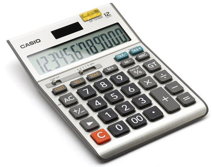 Máy tính bỏ túi Casio DF-120FM (xám)