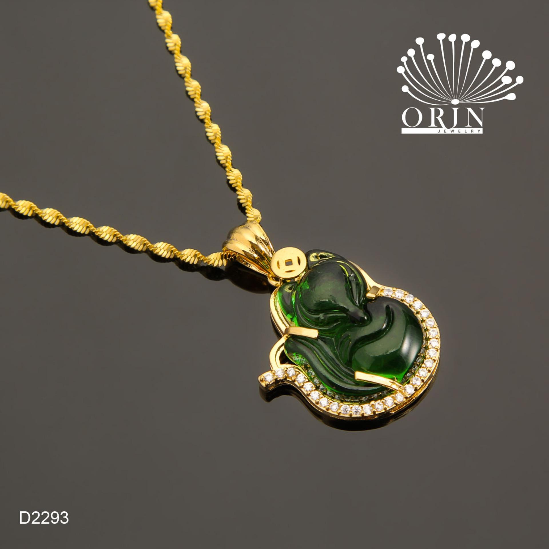 Dây chuyền nữ dạng xoắn mặt hồ ly đá xanh lục cao cấp Orin D2293 - Long Tien