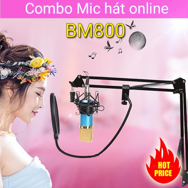 Combo mic thu âm hát online bm800