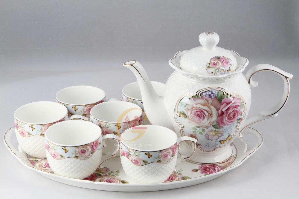 Bộ tách trà khay sứ Ceramic 8 chi tiết 8151