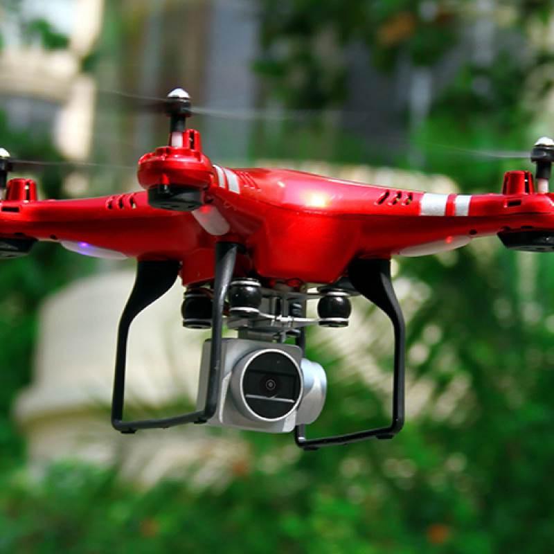 Flycam giá rẻ - Máy bay Flycam KY101 Cao cấp, kết nối Wifi với điện thoại + Tặng tay cầm điều khiển từ xa (Đỏ)