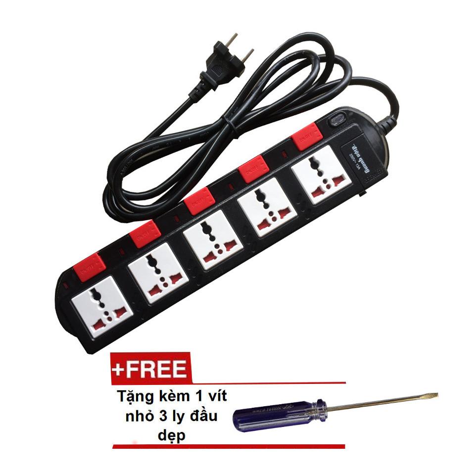 Ổ cắm điện Điện quang 5 ổ cắm 5 công tắc dây 2 mét kèm vít nhỏ