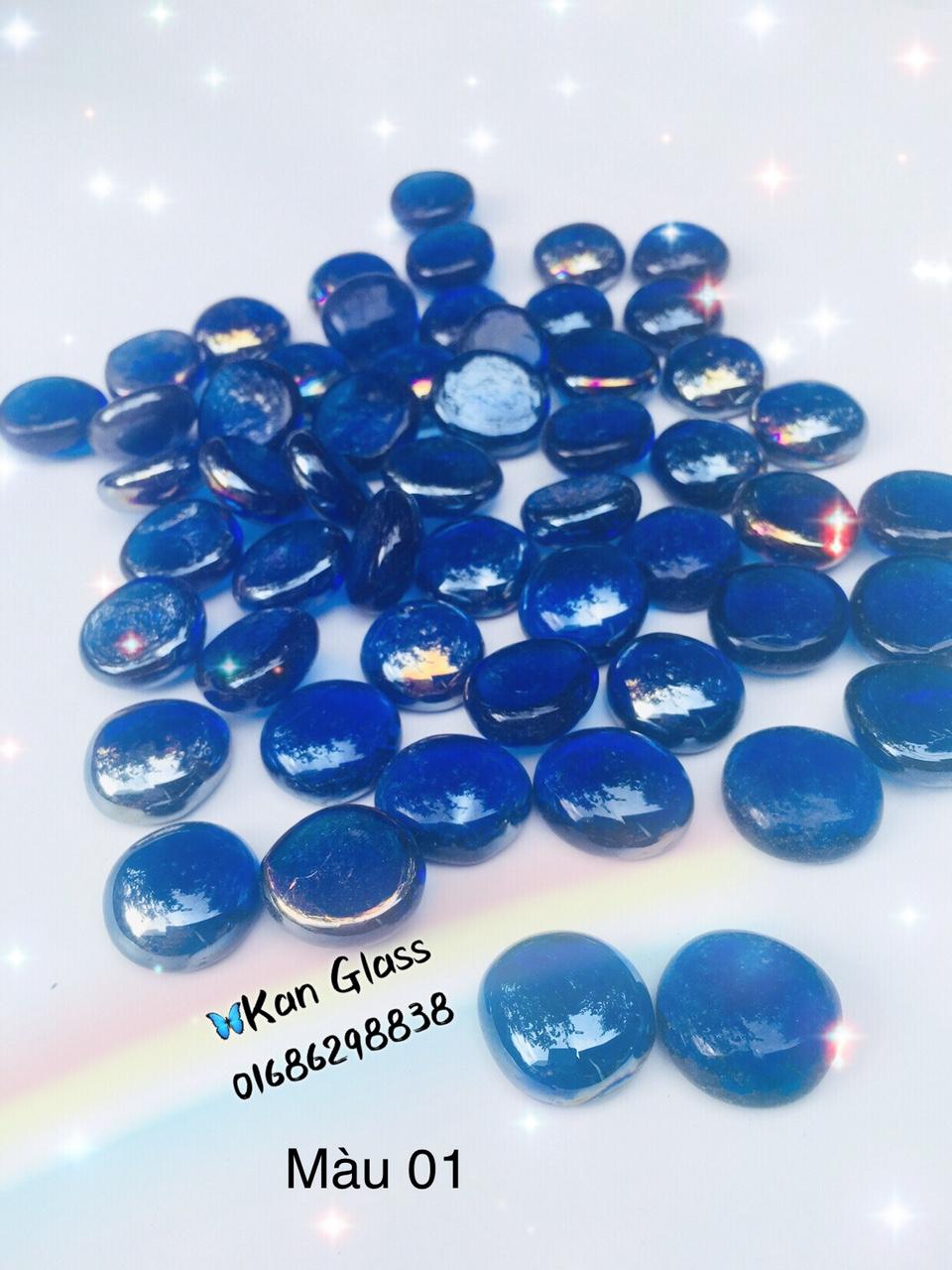 Đá thủy tinh trang trí bể cá xanh dương 01 - gói 500g