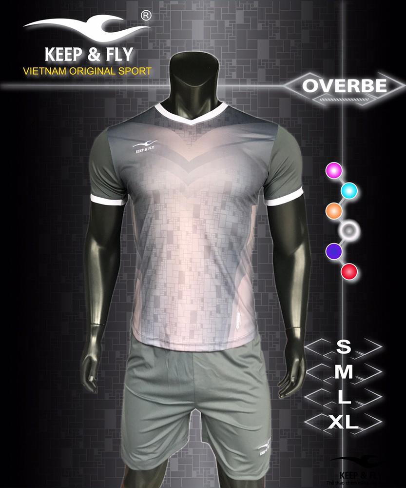 Bộ quần áo bóng đá cao cấp keep & fly overbe xám