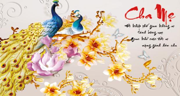 Tranh đính đá cha mẹ công hoa abc lavender lv171
