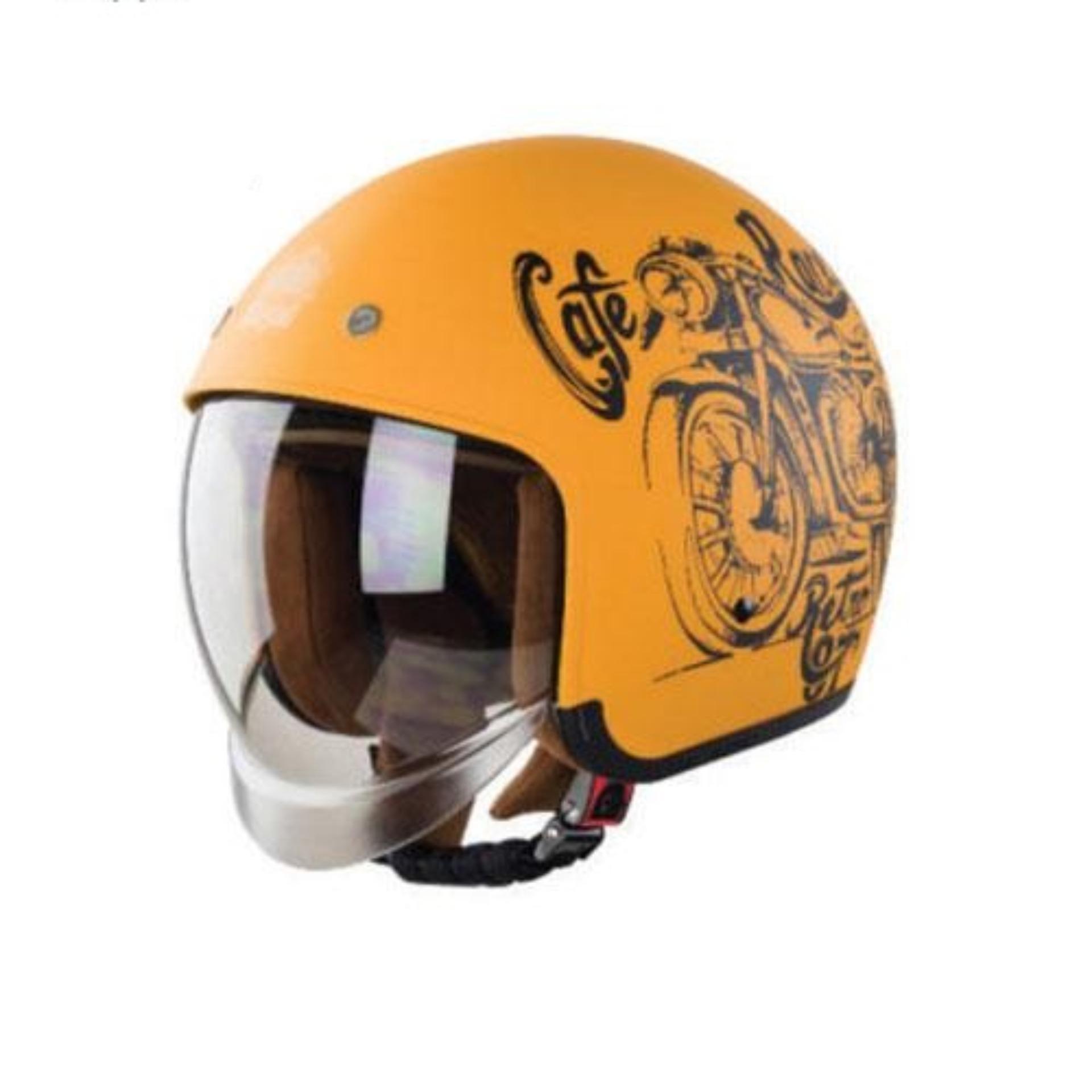 Nón bảo hiểm 3/4 kính âm royal m139 vàng tem v7