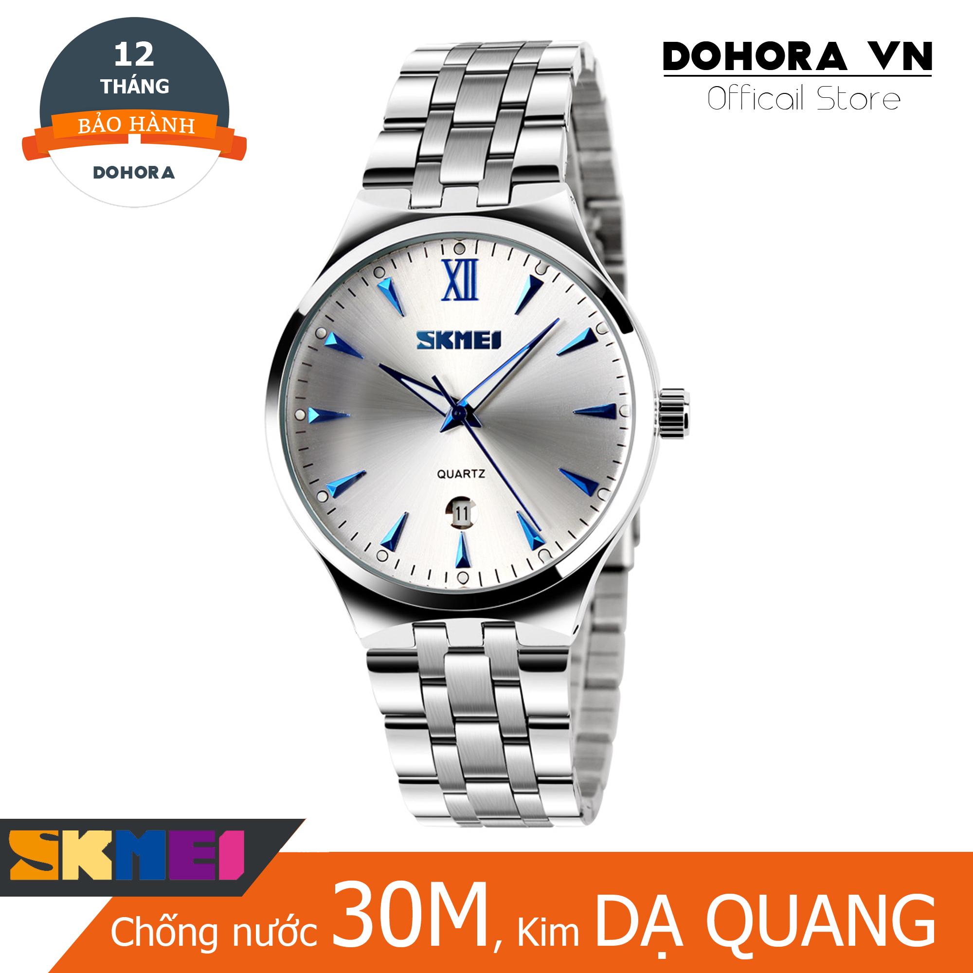 Đồng hồ nam business Skmei DO47 kim dạ quang có lịch ngày dây thép không gỉ