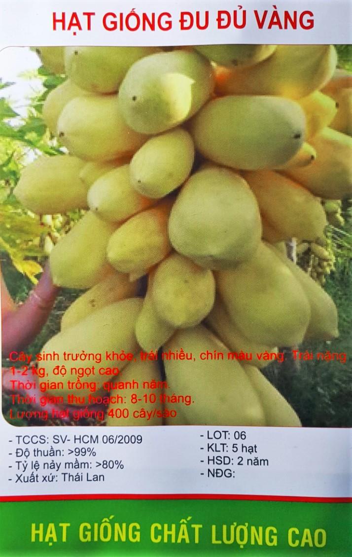 [HCM]Hạt Giống SV Đu Đủ Vỏ Vàng Thái Lan -KLT 5 hạt .