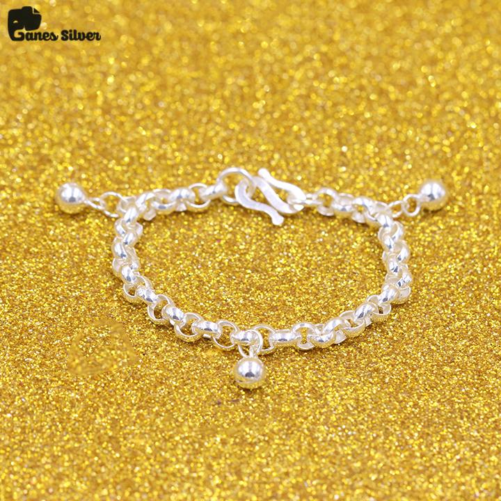 Lắc tay trẻ em, lắc tay bạc đẹp, lắc tay bạc cho trẻ em, lắc tay bạc trẻ em xích bi chất liệu cao cấp – ganes silver