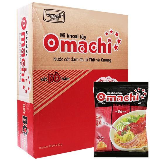 Thùng 30 gói Mì khoai tây sốt bò hầm Omachi 80g/Gói
