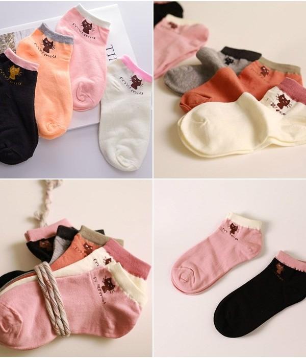 Bộ 3 đôi tất vớ nữ hình mèo miumiu cổ ngắn