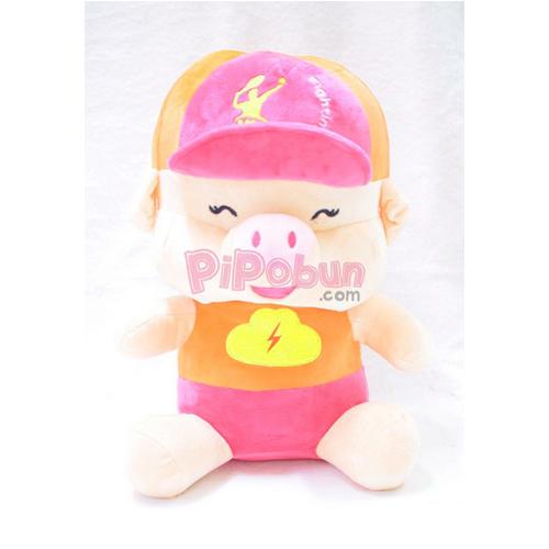 Gấu bông Heo đội nón Pipobun size lớn 60cm - Cam - HappyLive Shop