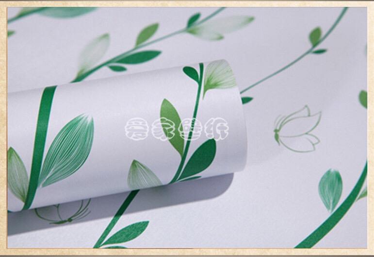 Cuộn 5m decal giấy dán tường dây lá xanh nền trắng khổ 45cm keo sẵn