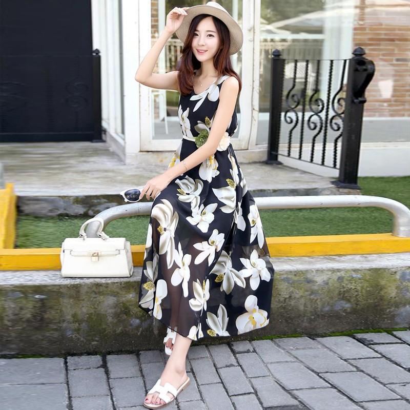 Đầm xòe voan hoa lyly duyên dáng