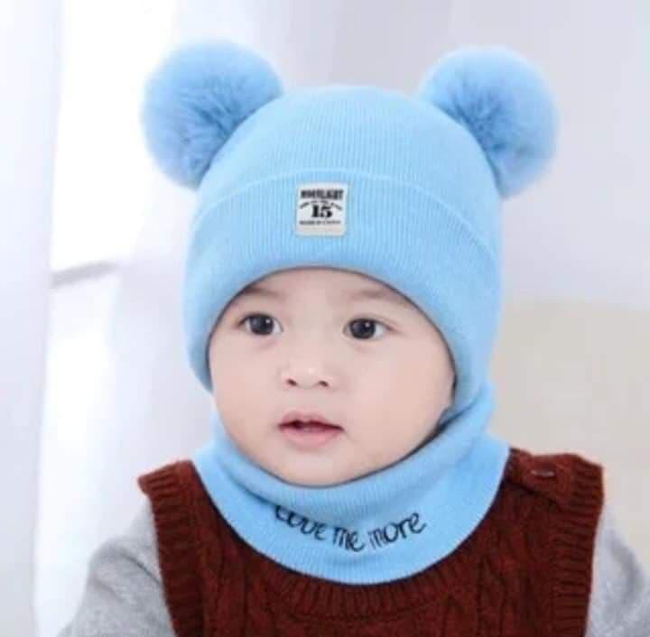 Bộ khăn + mũ len hàng loại 1 cho bé trai - gái dưới 3 tuổi
