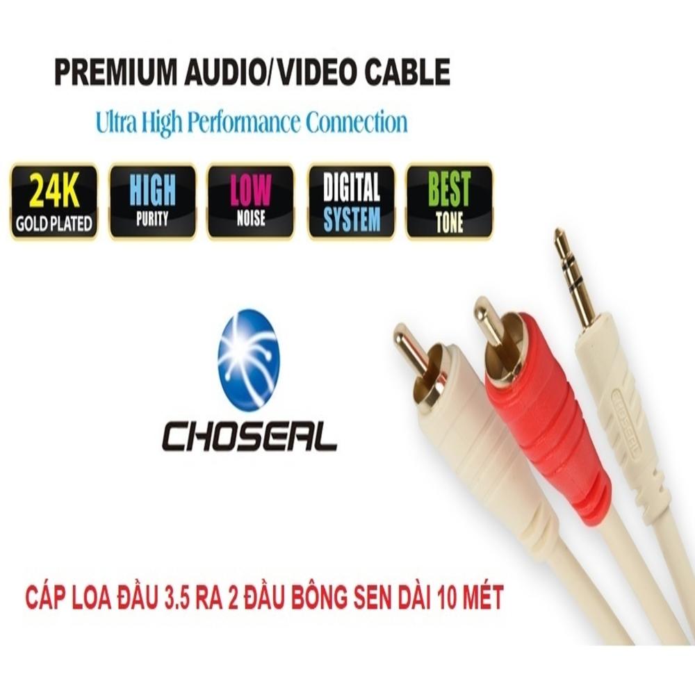 [HCM]Dây cáp loa AV CHOSEAL đầu 3.5 ra 2 đầu bông sen AV dài 10M CHỐNG NHIỄU GẤP 4 LẦN