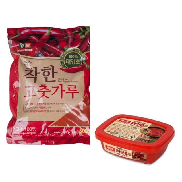 Combo ớt bột hàn quốc 500gr + 1 hộp tương ớt gochujang hàn quốc 200gr