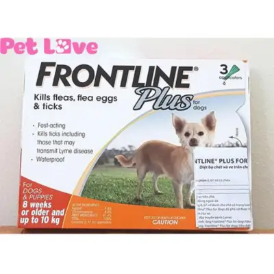 1 hộp Frontline Plus (3 tuýp) nhỏ gáy diệt ve rận, bọ chét (chó dưới 10kg)