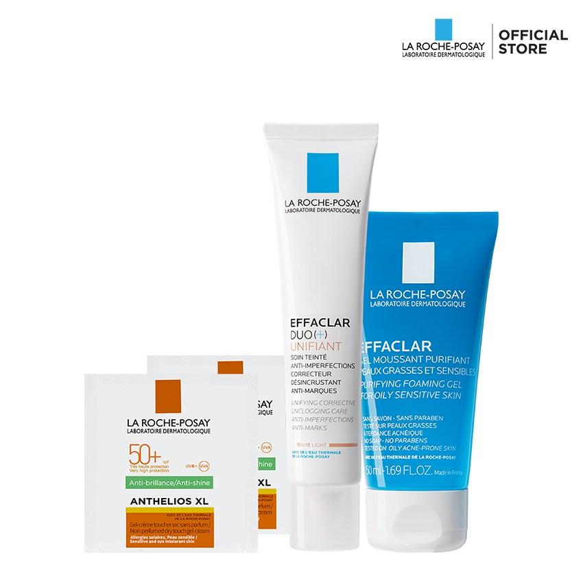 Bộ sản phẩm giảm mụn, ngừa thâm, làm đều màu da La Roche-Posay Effaclar Duo+ Unifiant 40ML (Có màu)