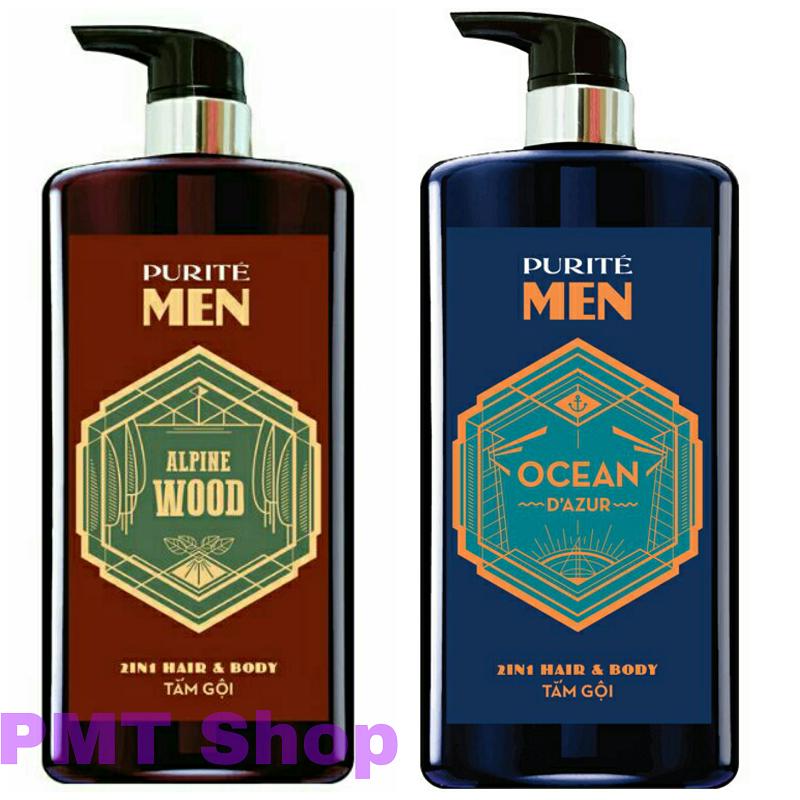 Combo 2 chai Sữa tắm Gội Cao cấp Purite Men by Prôvence 650ml Hương Biển Và Hương gỗ Nam tính