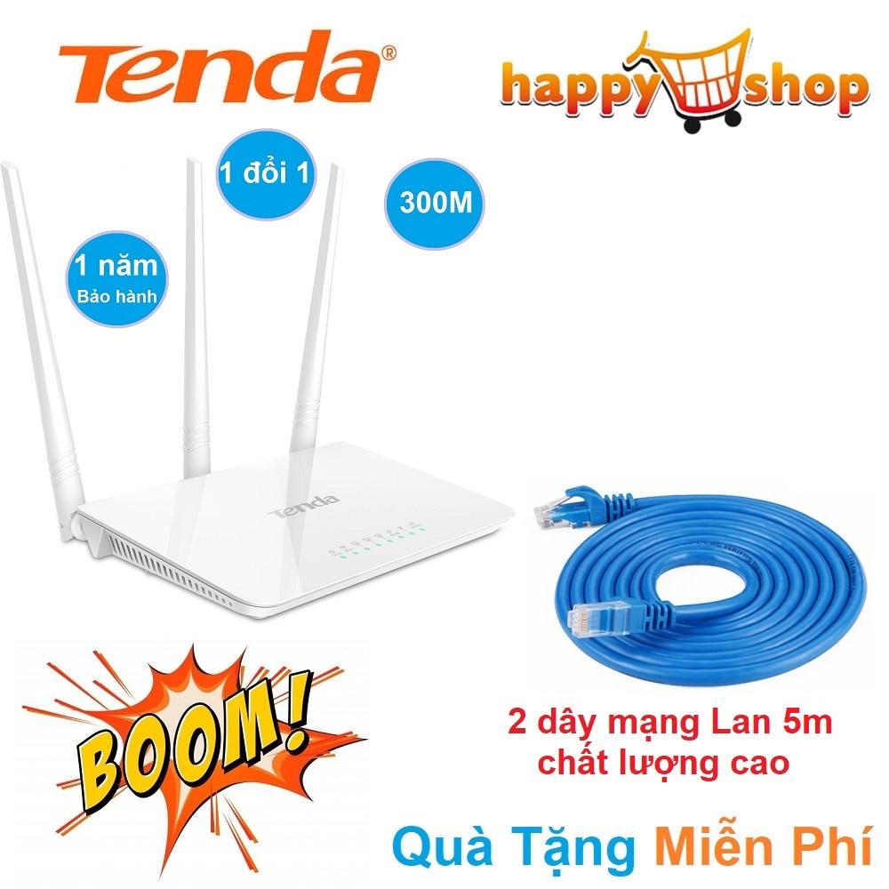 Thiết bị phát sóng WIFI 3 anten tốc độ 300M TENDA F3 (Trắng) Tặng kèm 2 dây mạng Lan 5m chất lượng cao