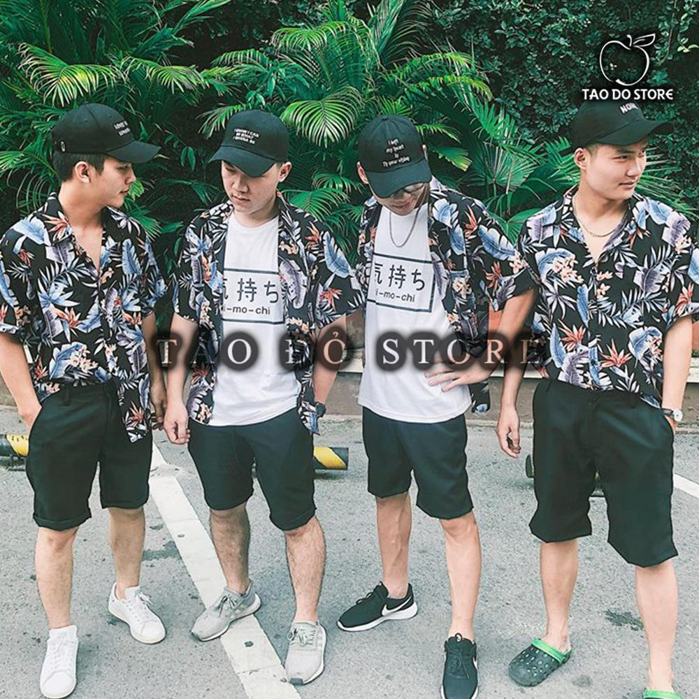 Áo sơ mi hoạ tiết hoa lá hawai đi biển - smt10