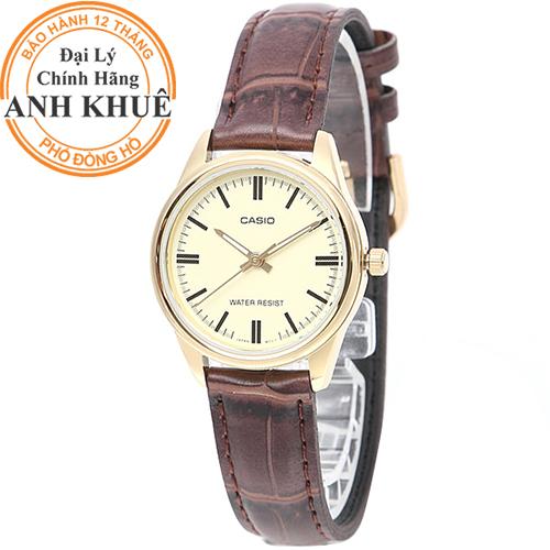 Đồng hồ nữ dây da casio anh khuê ltp-v005gl-9audf