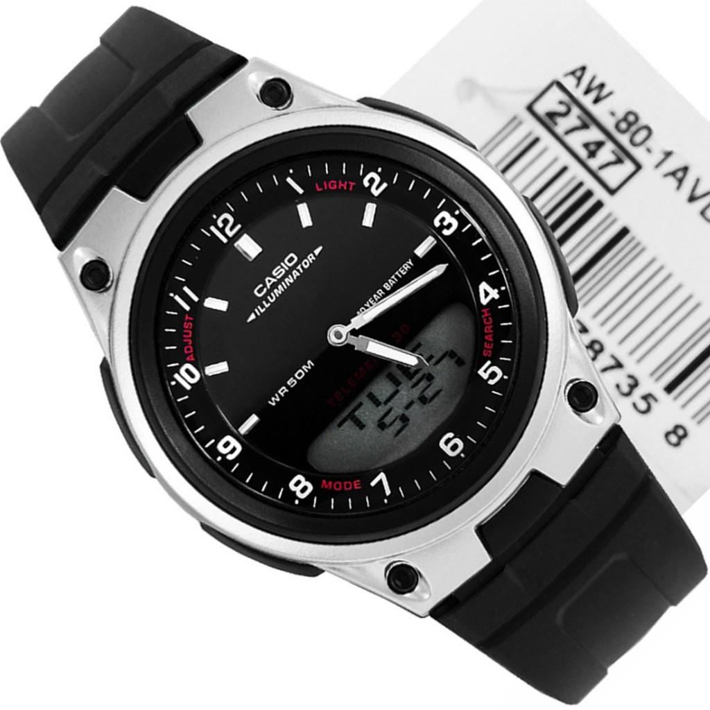 Đồng hồ nam dây cao su mềm casio aw-80-1avdf