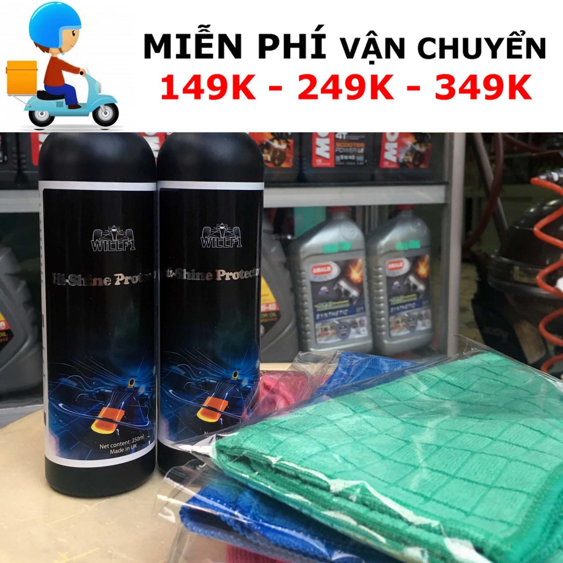 Combo 2 chai tăng cường bảo dưỡng độ bóng màu sơn xe will f1 hi-shine protector 250ml + tặng khăn lau 3m