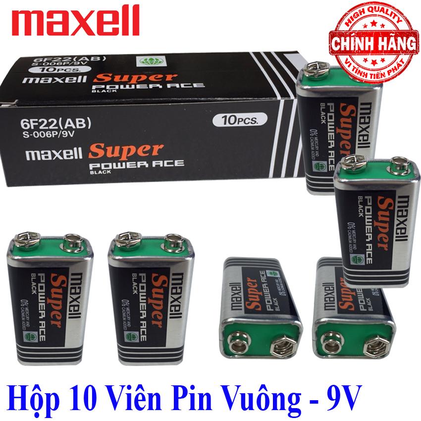 Hộp 10 Viên Pin vuông 9V Maxell Super Power - Mã Pin 6F22