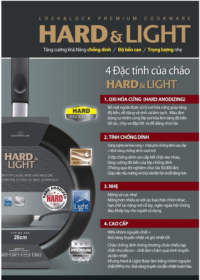 Chảo đá cạn lòng 28cm cao cấp siêu chống dính vân đá đáy từ lock & lock cookplus hard & light marble 28cm