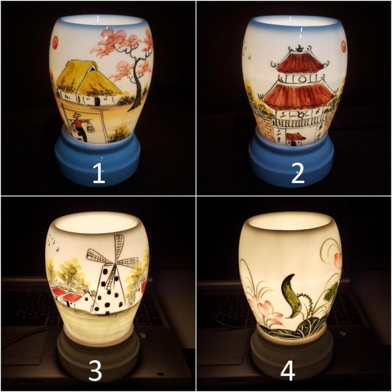 Đèn xông tinh dầu sứ Bát Tràng dáng Trứng cỡ TO 11 x 17cm / Đuổi muỗi Diệt muỗi Đèn trang trí