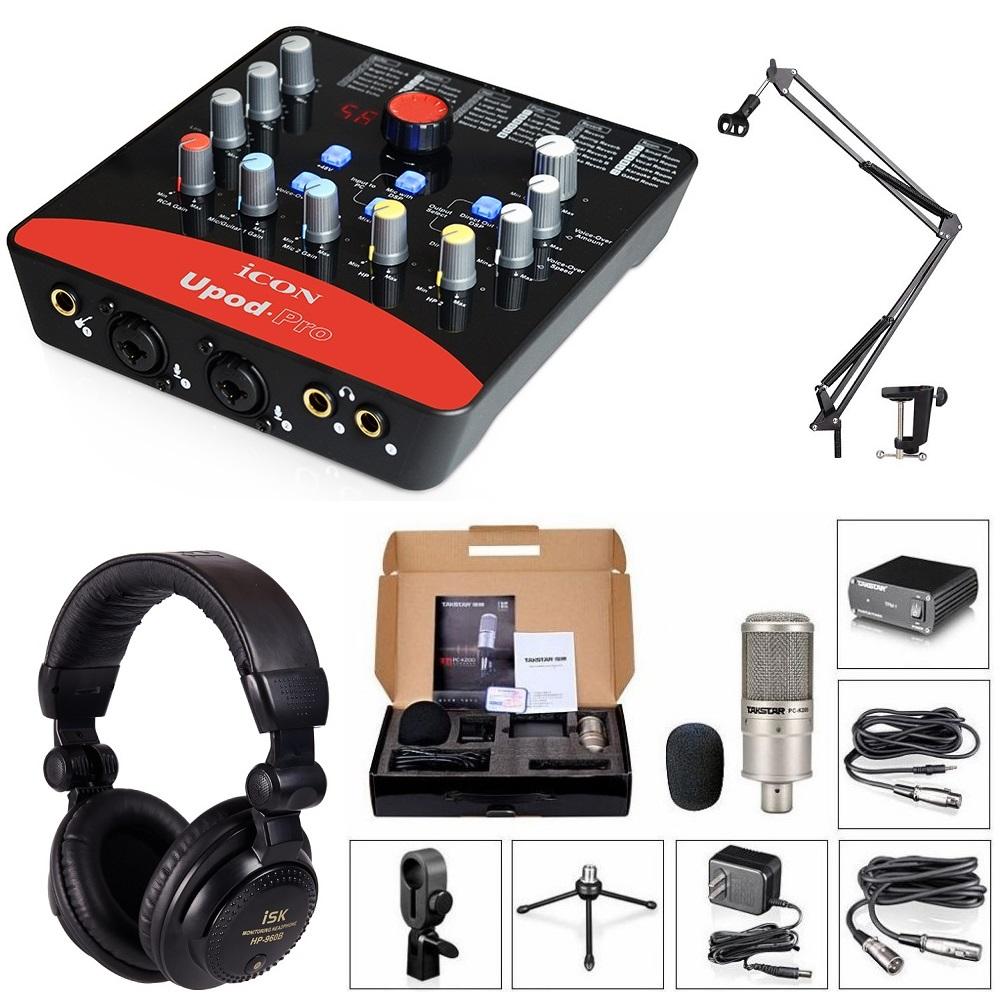 Trọn bộ thu âm biến bạn thành ca sĩ chuyên nghiệp ngay tức khắc với Sound card Icon Upod Pro và Bộ Micro Takstar PC-K200 Tặng kèm Tai nghe thu âm đúng chất + Chân đế kẹp bàn