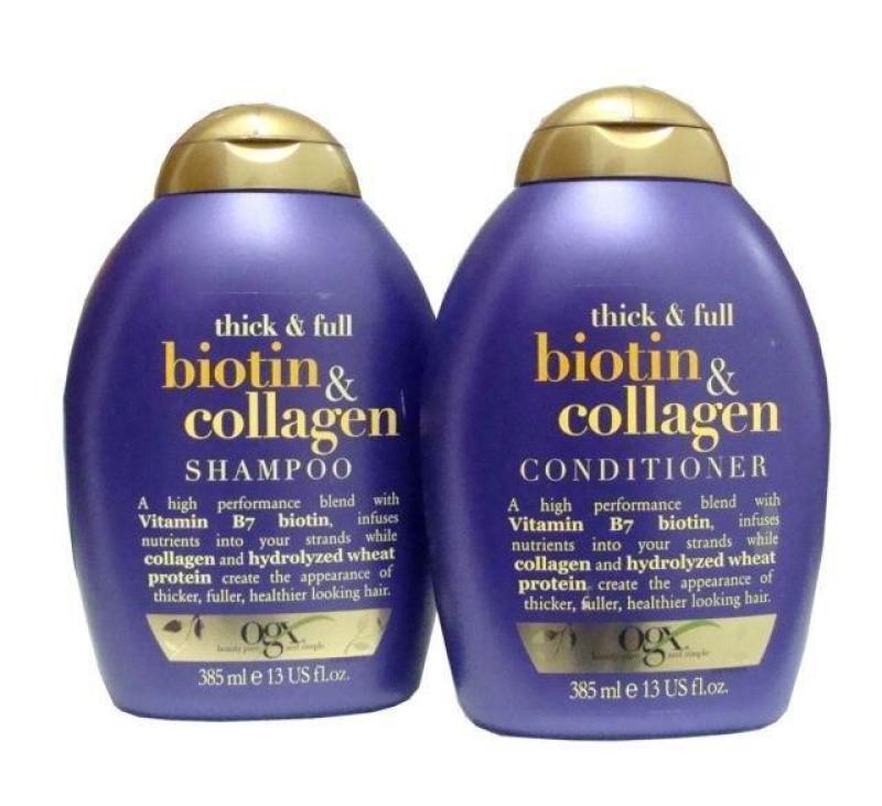 Combo bộ dầu gội và xả chống rụng và kích thích mọc tóc Thick & FullOrganix Biotin &Collagen 385mlx2
