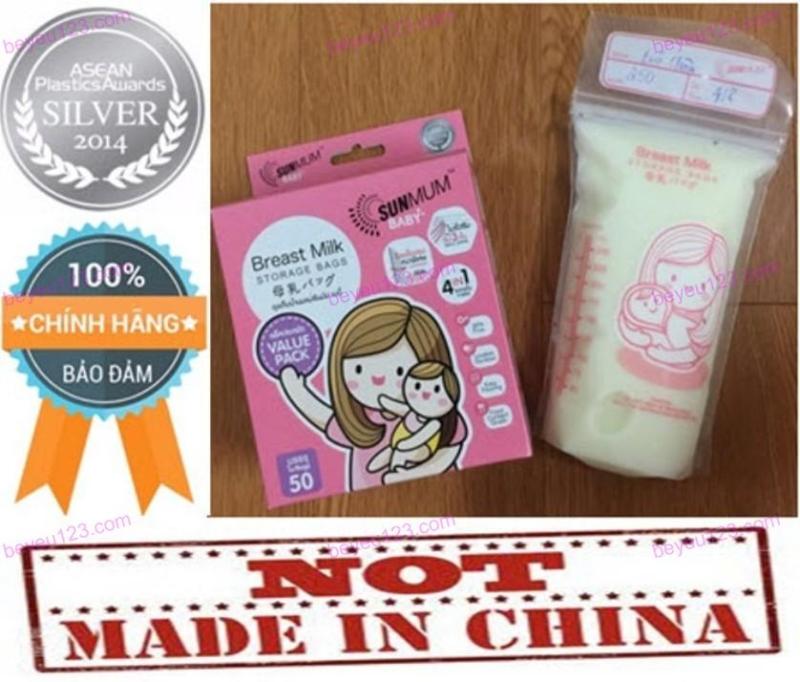 (Mẫu mới 2018) Bộ 50 túi trữ sữa mẹ không có BPA 250ml SUNMUM (Thái Lan)