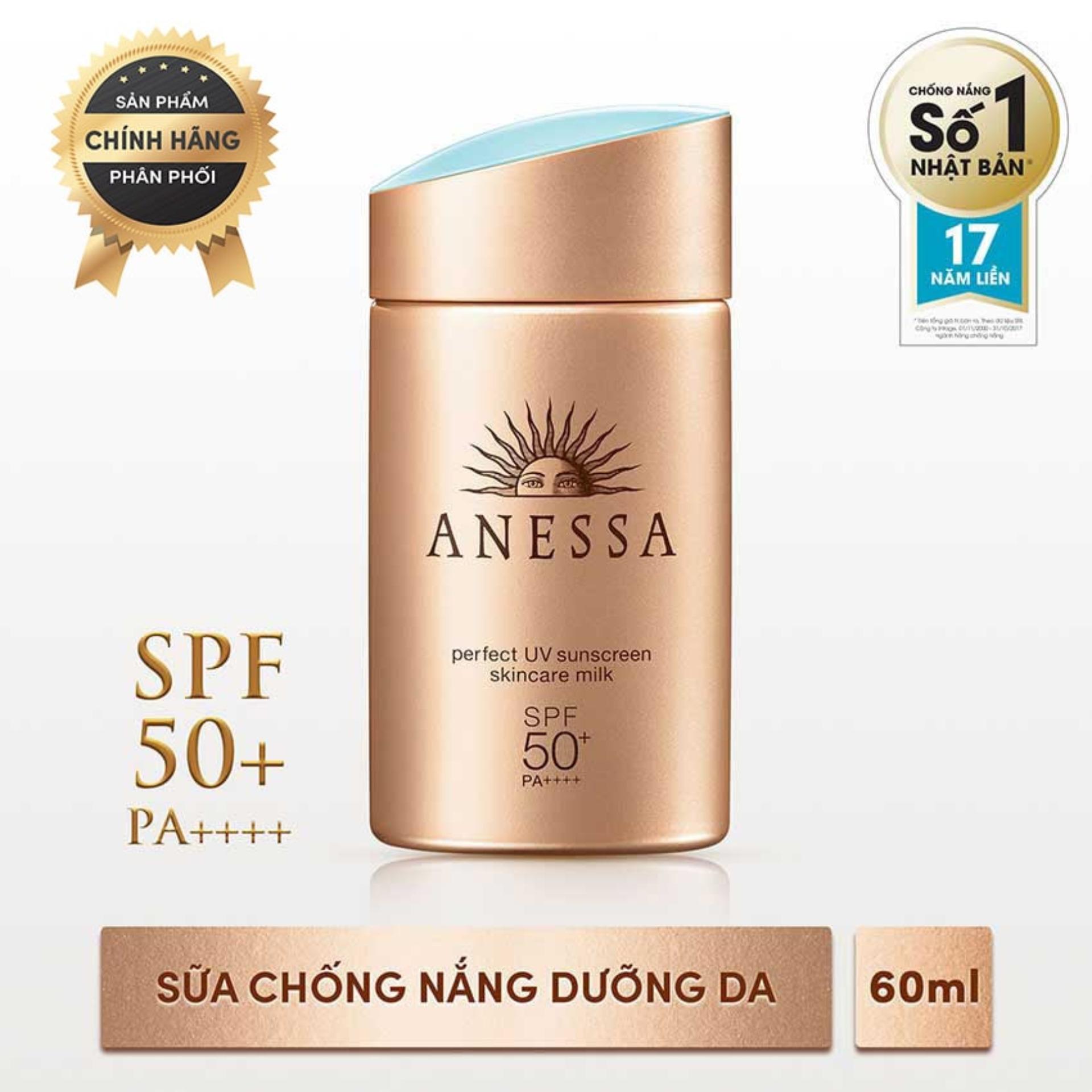 Sữa chống nắng kiềm dầu bảo vệ hoàn hảo không nhờn rít Anessa Perfect UV Sunscreen Skincare Milk - SPF 50+, PA++++ - 60ml