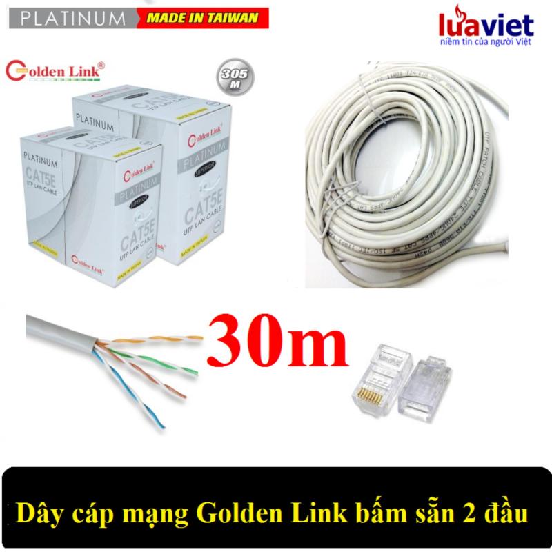 Bảng giá Dây cáp mạng Golden Link UTP Cat5E 2 đầu chống nhiễu 30m (Trắng) Phong Vũ