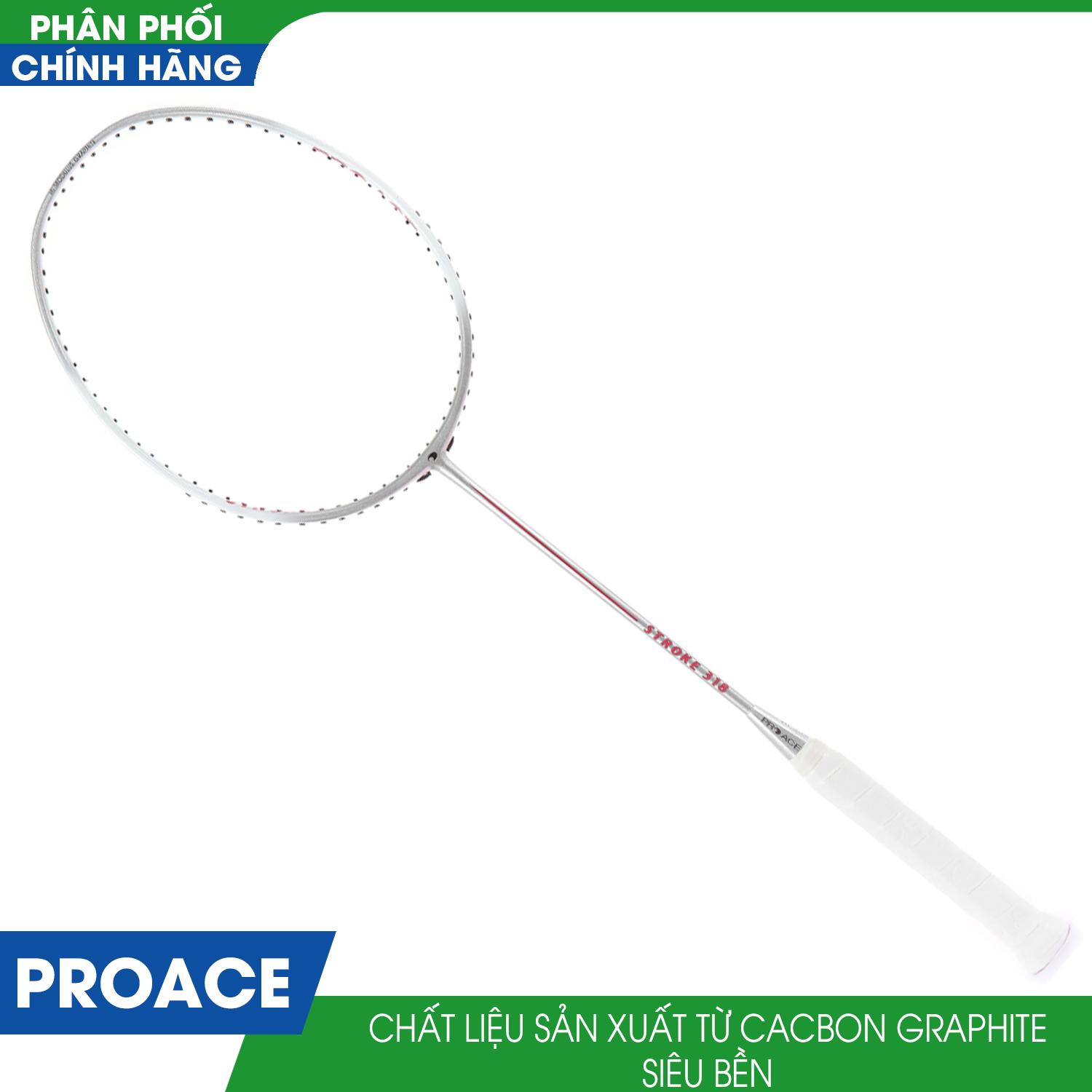 Vợt cầu lông PRO ACE STROKE 318 (Trắng / đỏ) - Vợt cầu lông chính hãng siêu bền, có tính đàn hồi cao, dễ sử dụng phù hợp với mọi lứa tuổi - TuanHanh Sports