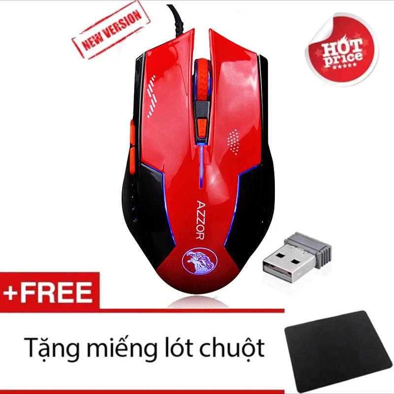 [Tặng miếng lót chuột 30K] Chuột Azzor Eagle Pin Sạc Không Dây Version 3 (Đỏ)