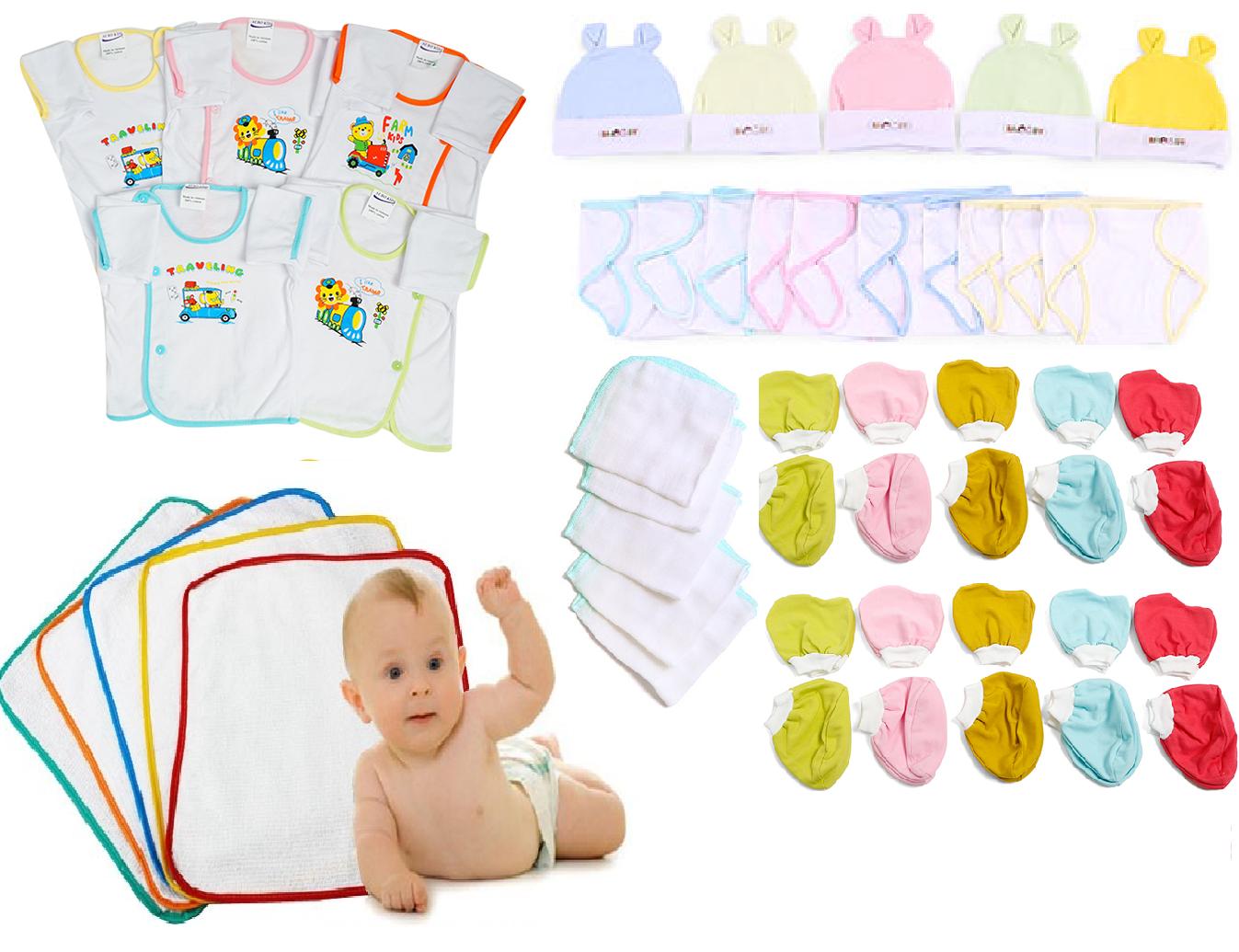 [HCM] 50 Món Đồ Dùng Cho Bé Sơ Sinh(5 áo bác sĩ  tay dài+ 10 tã + 5 nón + 10 bao tay + 10 bao chân + 5 lót + 5 khăn)