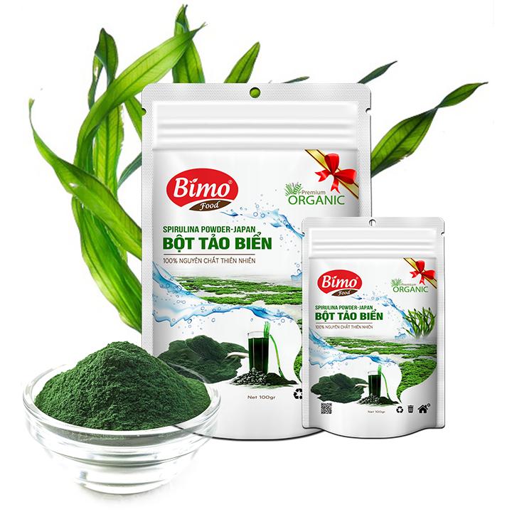 Bột tảo xoắn spirulina nhật bản ngăn ngừa lão hóa thâm nám da 100gr - bimo food