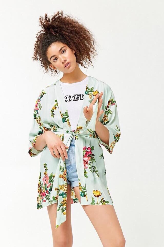Khoác Kimono hoa F21 xuất dư