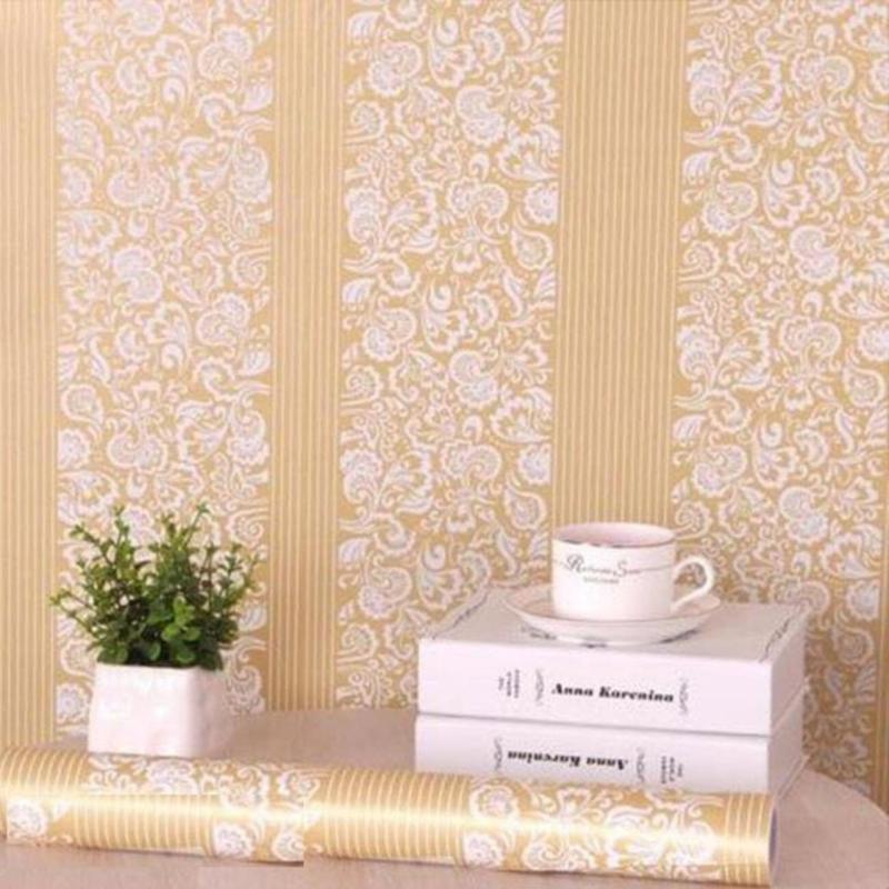 Bảng giá 5m vuông Giấy dán tường phong cách Hàn Quốc khổ rộng 45cm Hoa văn Đức màu vàng
