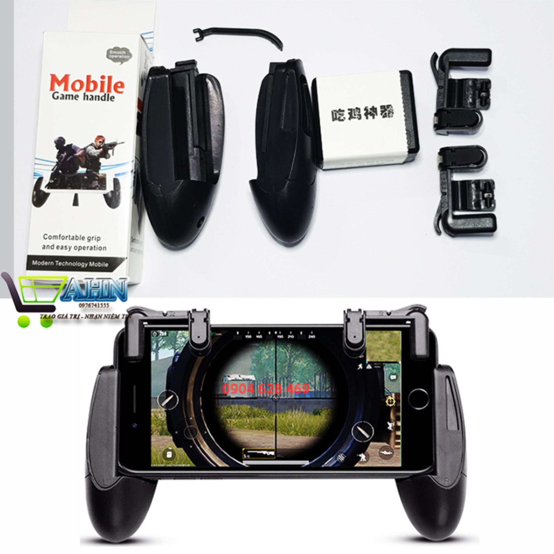 Trọn bộ Tay cầm + 02 Nút bấm chơi game Pubg, chơi pubg mobile, Ros Mobile, Ipad