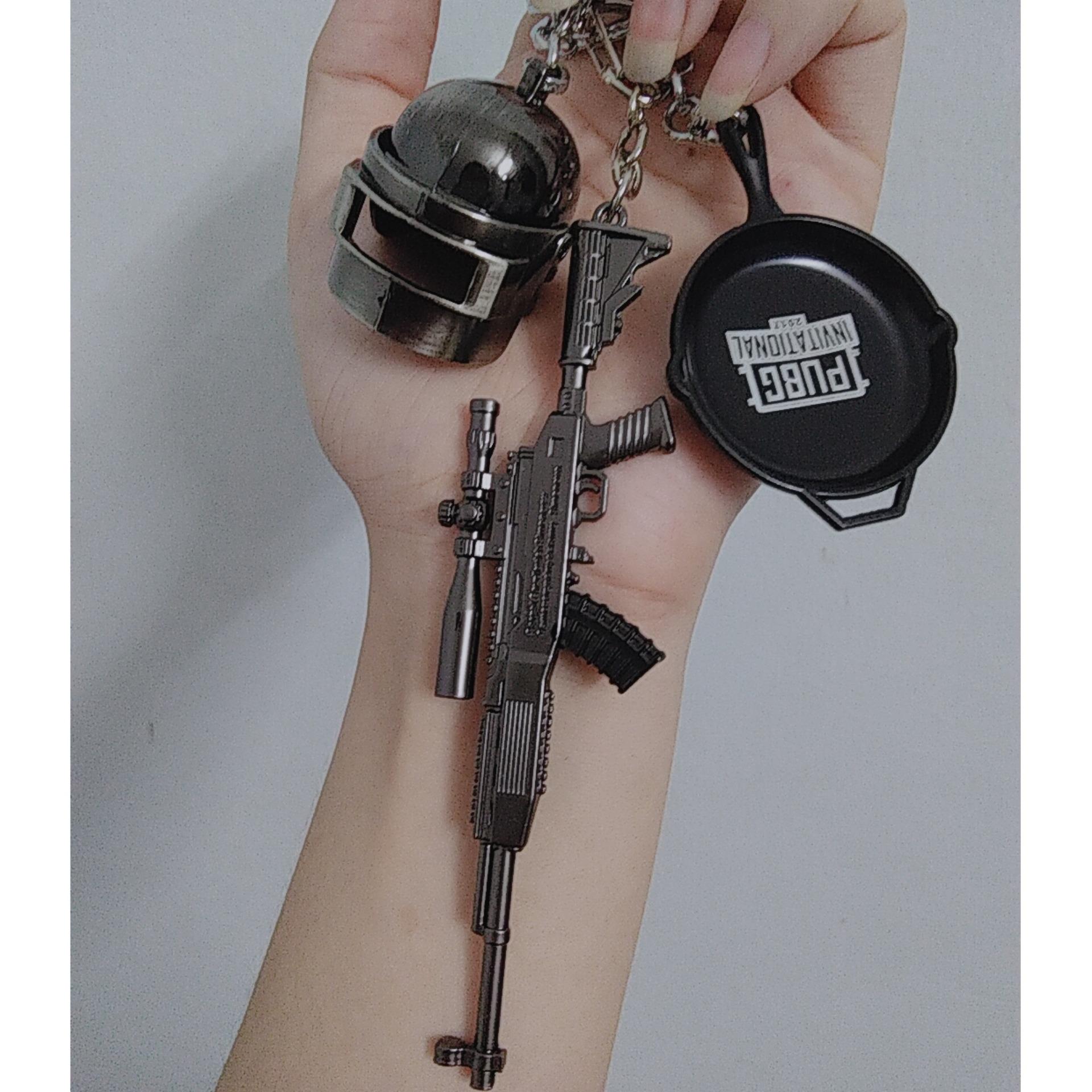 Combo 3 móc khóa pubg - mũ 3, chảo, sks/awm/k98