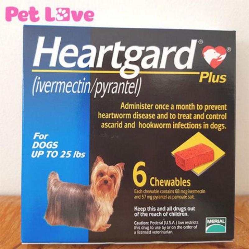 1 hộp Heartgard (6 viên) xổ giun tim, giun đũa, giun móc (chó dưới 11,5kg)