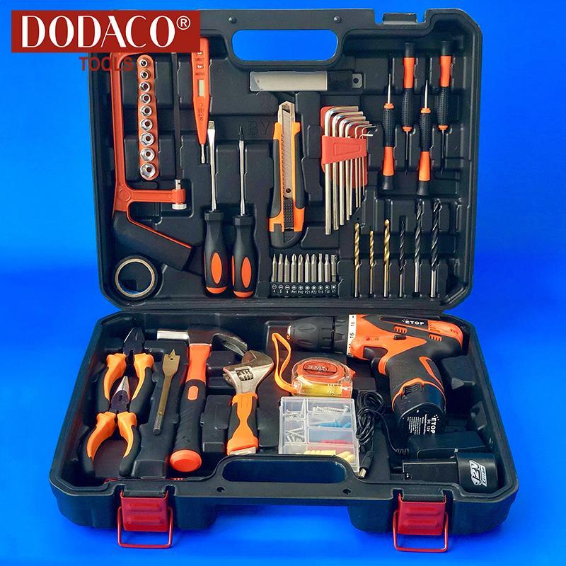 Bộ máy khoan vặn vít dùng pin 100 món DODACO DDC3204 ETOP 12V 19 x 19 x 5cm (Cam)
