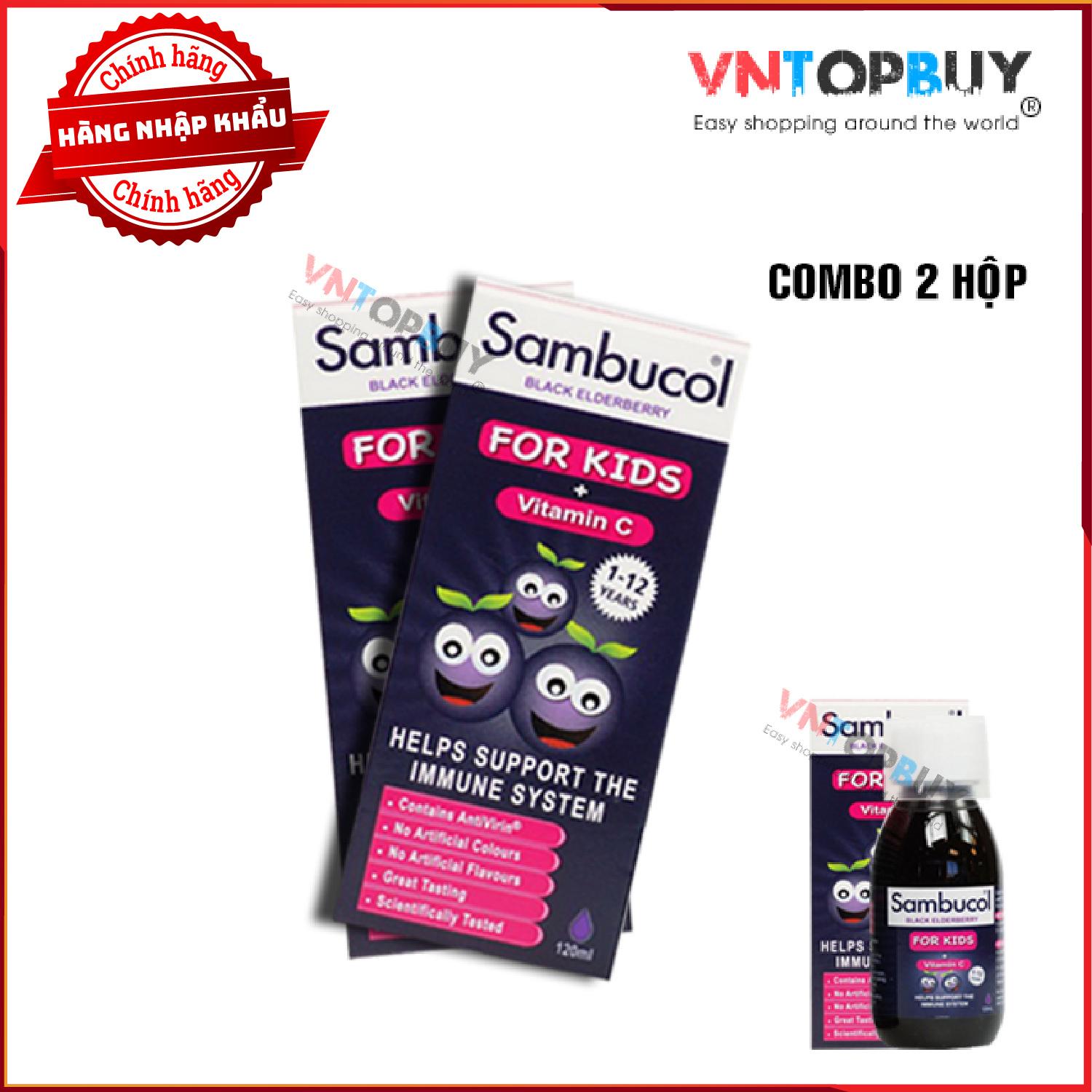 Siro tăng sức đề kháng của UK Combo 2 lọ Chiết xuất trái cây thiên nhiên Sambucol + Vitamin C cho trẻ em