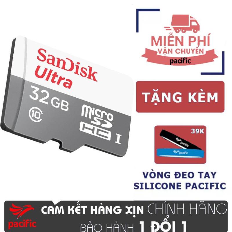 Thẻ nhớ SanDisk 32GB Ultra MicroSD Class10 80MB/s +(16GB / 64GB / 128GB) - Tặng Vòng đeo tay Silicone Pacific