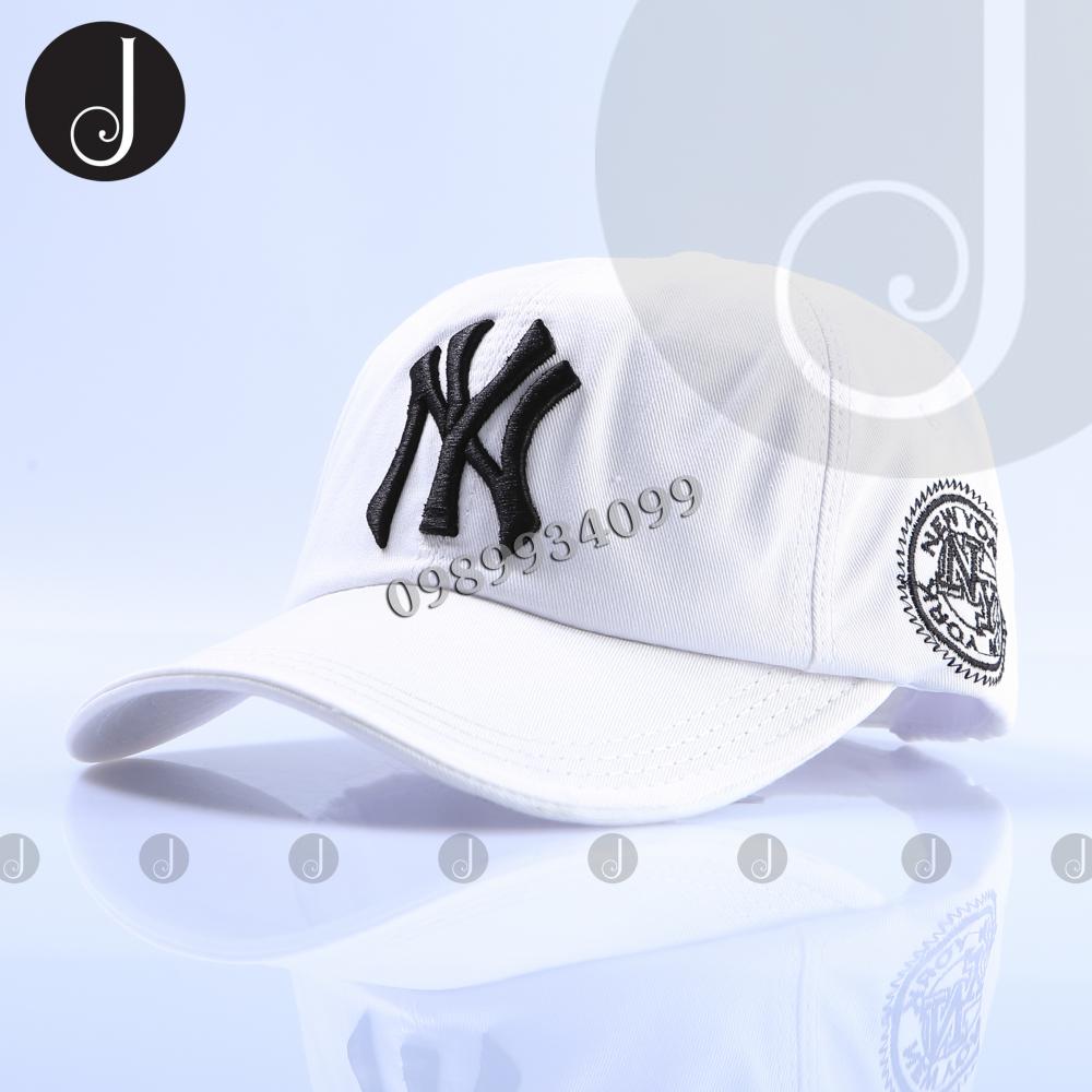 NÓN KẾT - NÓN LƯỠI TRAI - MŨ LƯỠI TRAI NY (TRẮNG CHỮ ĐEN)